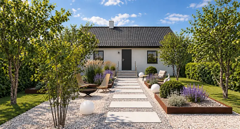 Visualisation 3D d'un parterre devant la maison