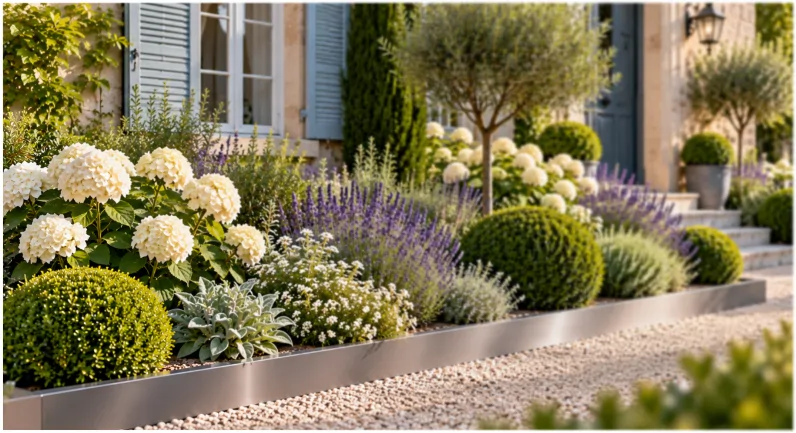 Un parterre avec une bordure en acier