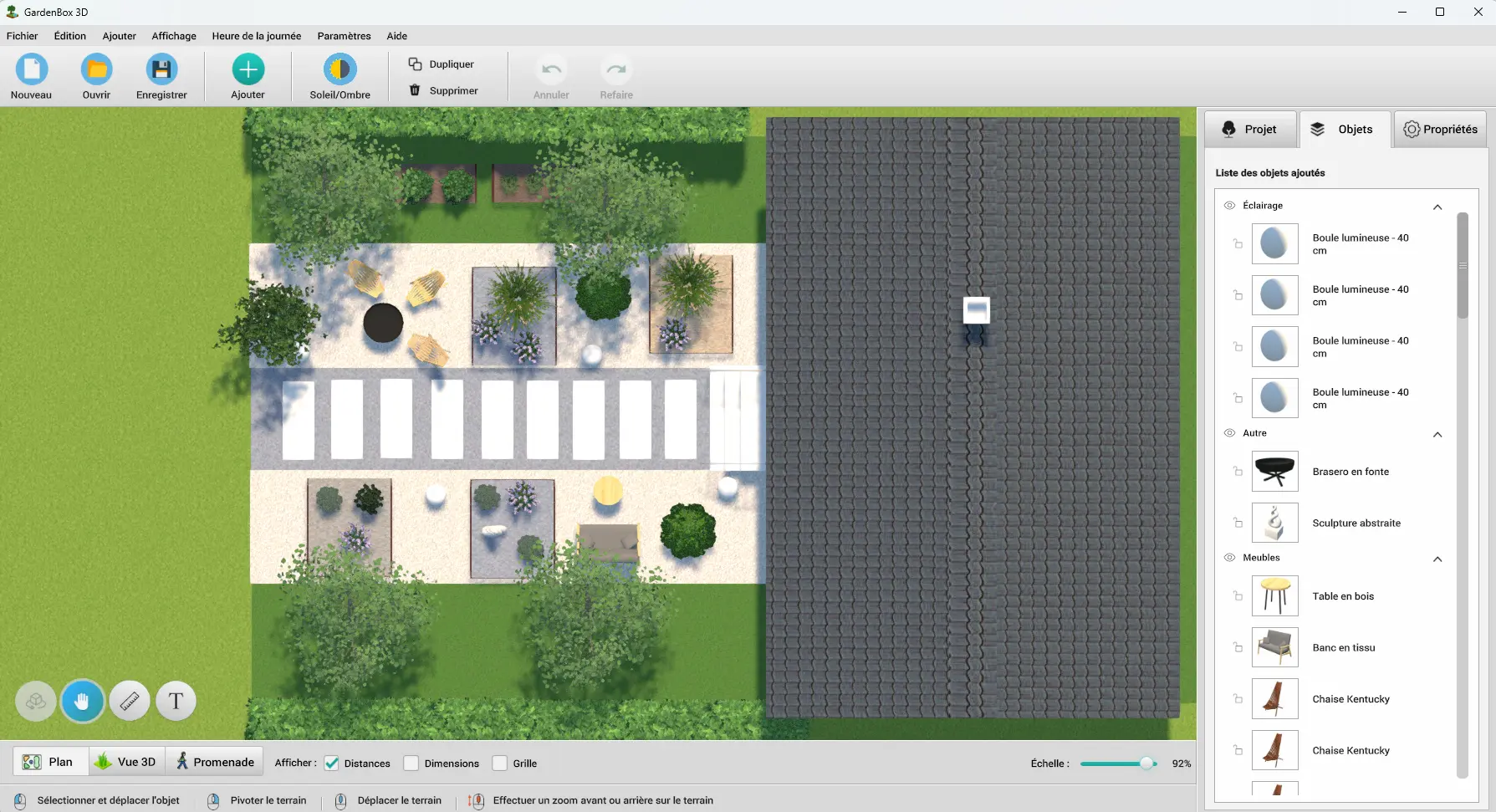Capture d'écran du logiciel GardenBox 3D