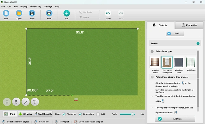 Set up a fence, pick materials and gates