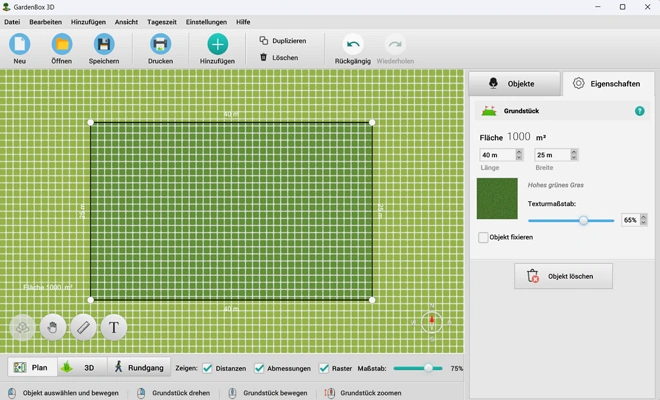 Zeichnen Sie den Plan Ihres Grundstücks