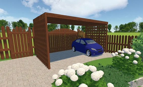 Pergola blanche à six poteaux