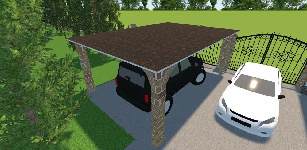 Carport au toit en tuiles noires