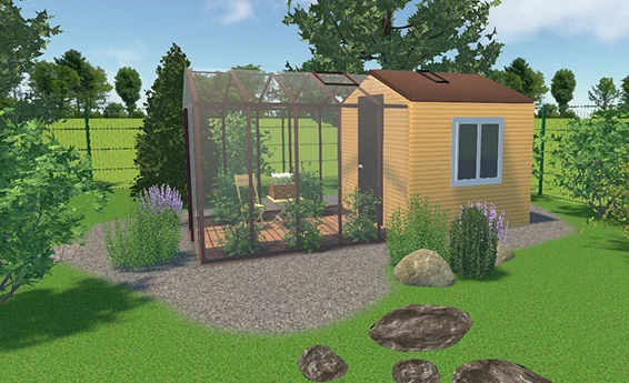 Abri de jardin avec une serre