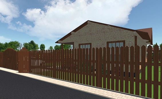 Clôture en bois de couleur brune