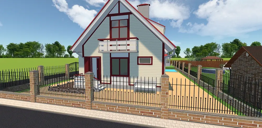 Clôture en briques beige clair