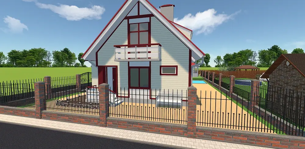 Clôture en briques orange et grises