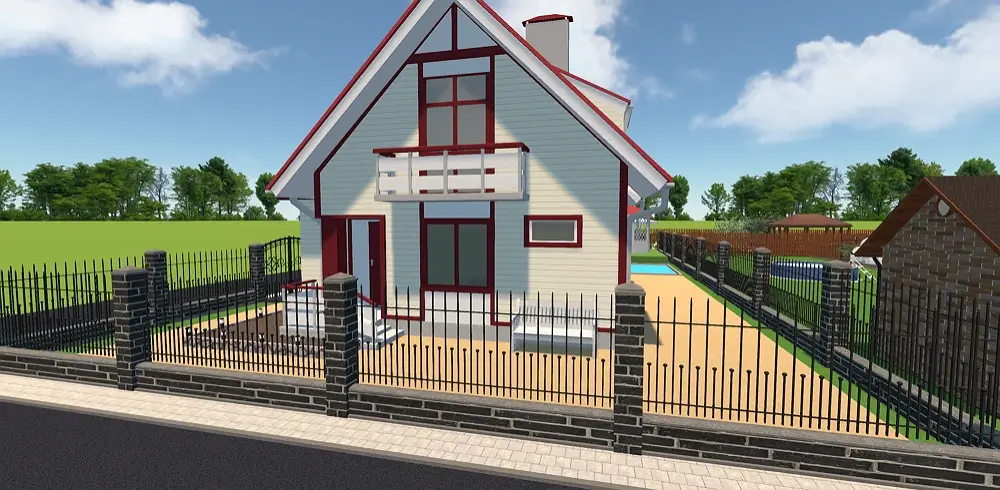 Clôture en briques noires