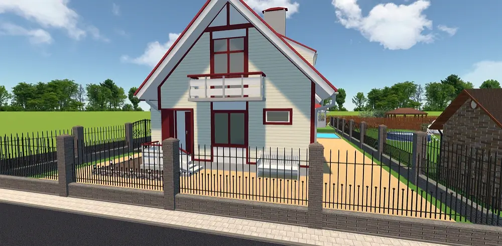 Clôture en briques grises