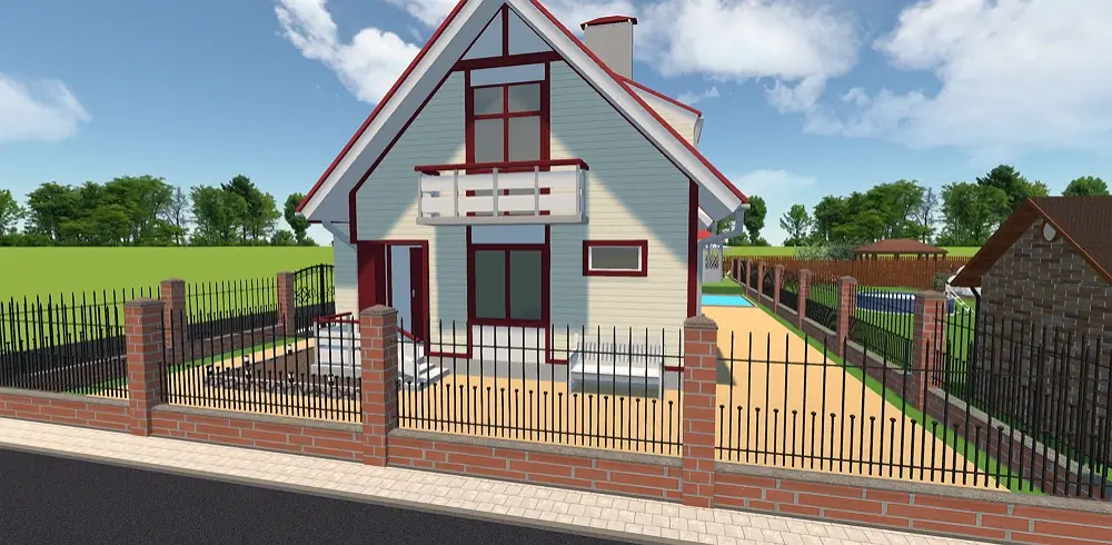 Clôture en briques rouges