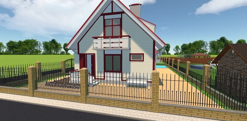 Clôture en briques jaune foncé