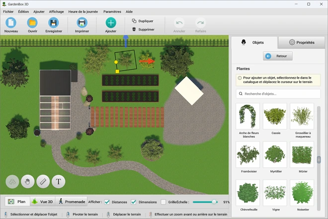 Ajoutez les parterres, les serres et les plantes