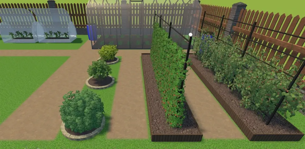 Allées entre les plates-bandes en terre