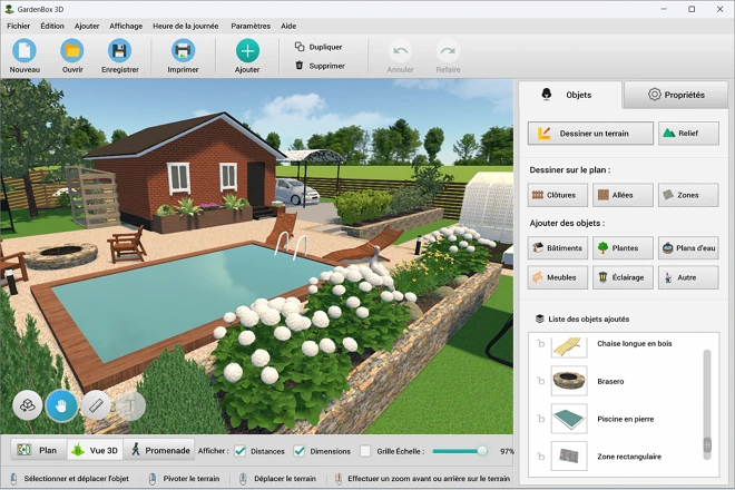 Ajoutez des meubles et des plantes et visualisez le tout en 3D