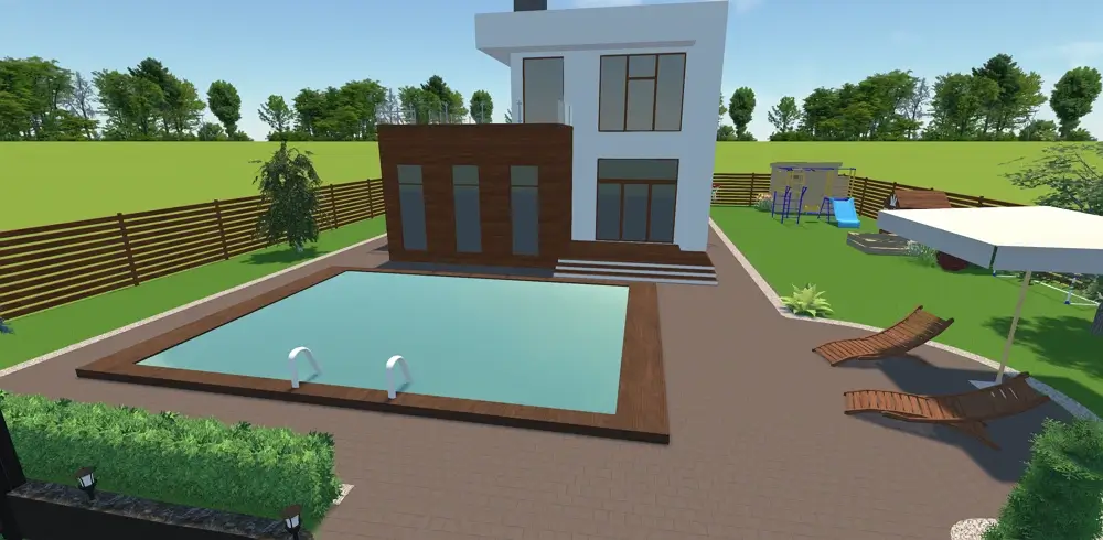 Coque piscine en bois noyer foncé