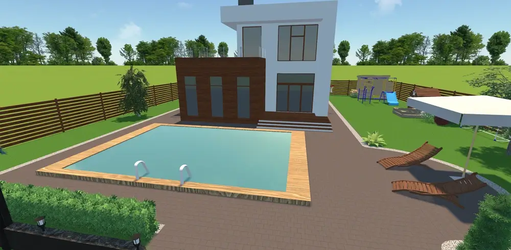 Coque piscine en bois de chêne clair