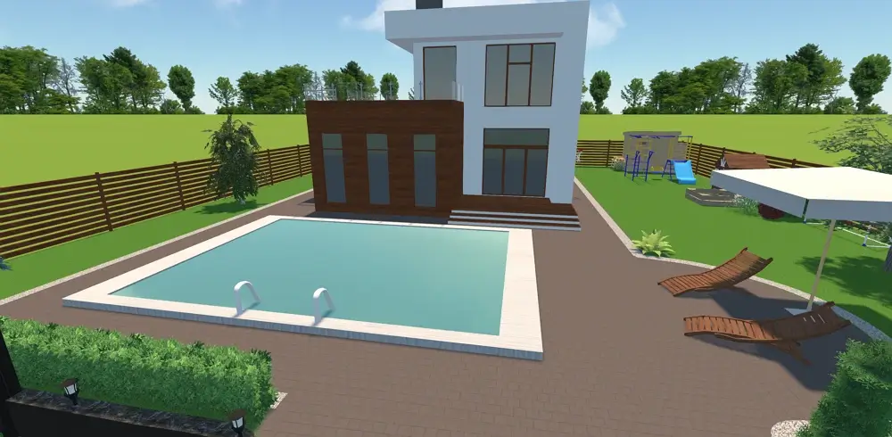 Coque piscine en bois gris clair