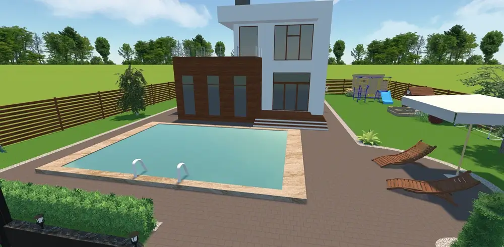 Coque piscine en granit gris brun