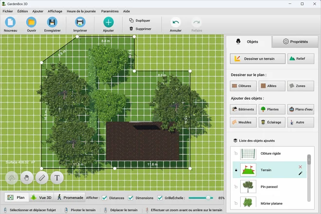 Dessinez votre terrain et ajoutez la maison
