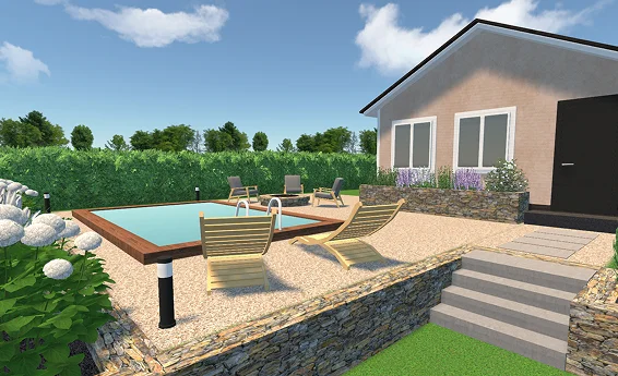 Terrasse avec une piscine