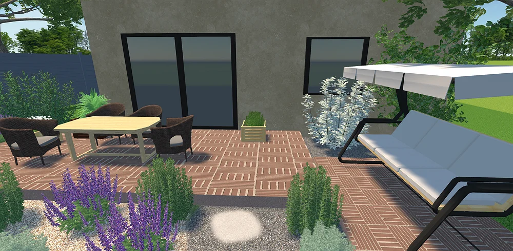 Terrasse en carreaux bruns