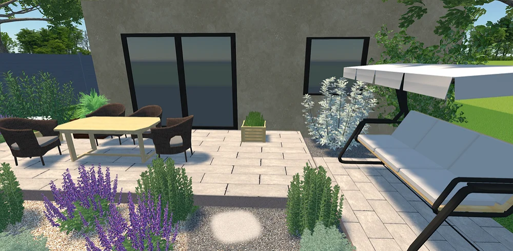 Terrasse en pavés gris