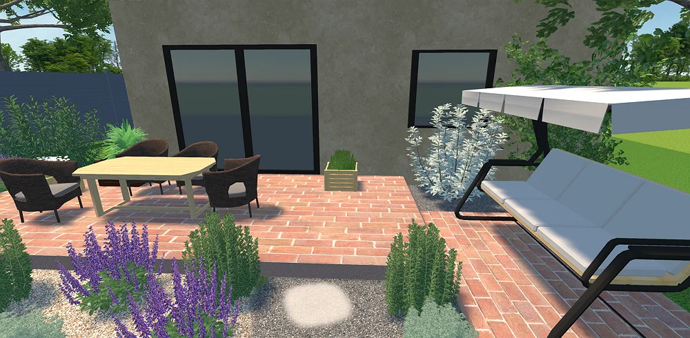 Terrasse en pavés orange