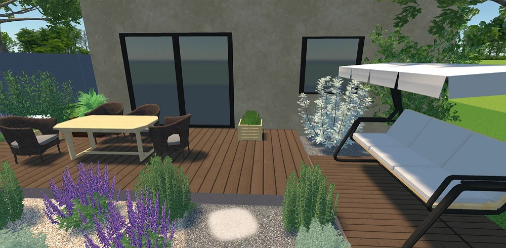 Terrasse en planches brun foncé