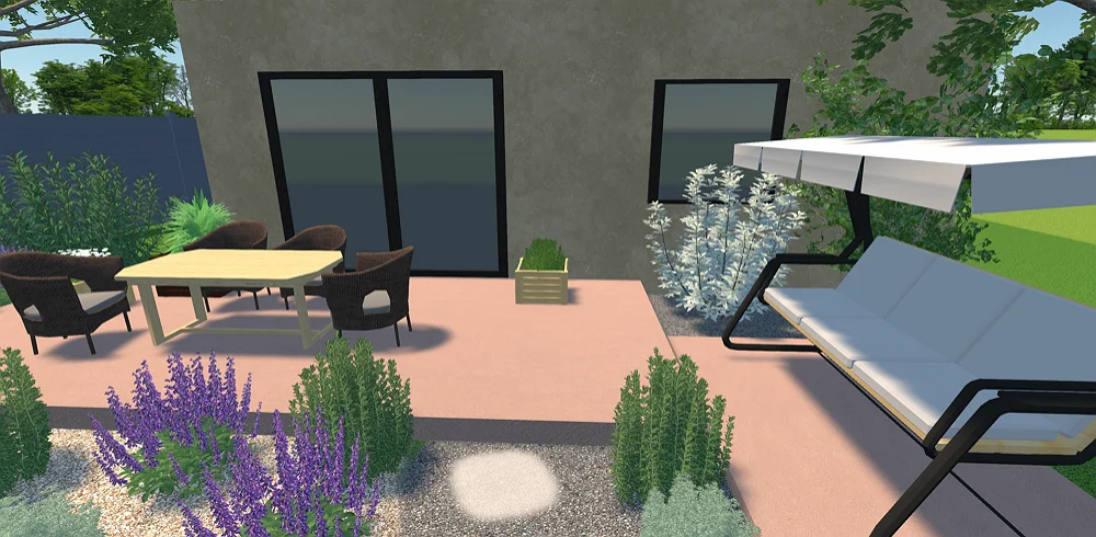 Terrasse en béton rose