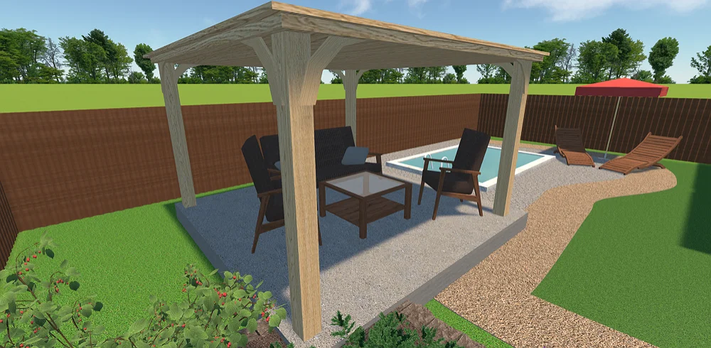 Pergola en bois de pin foncé