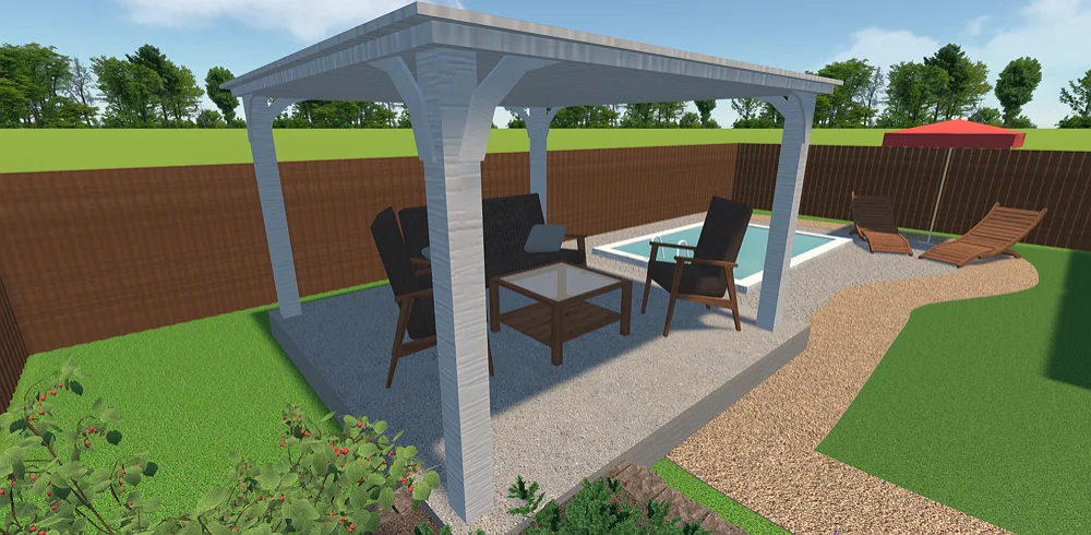 Pergola en bois peint en gris clair