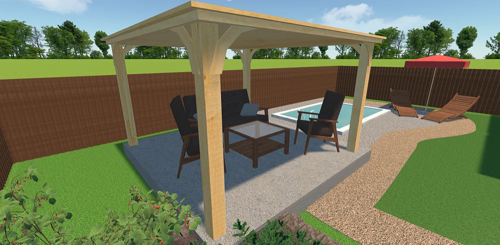 Pergola en bois de pin clair