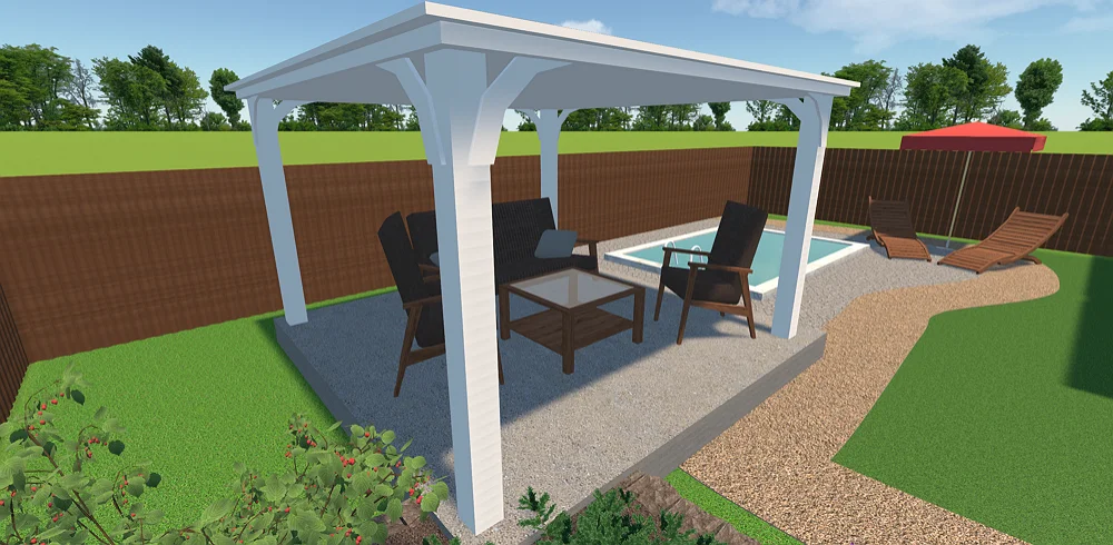 Pergola en bois peint en blanc